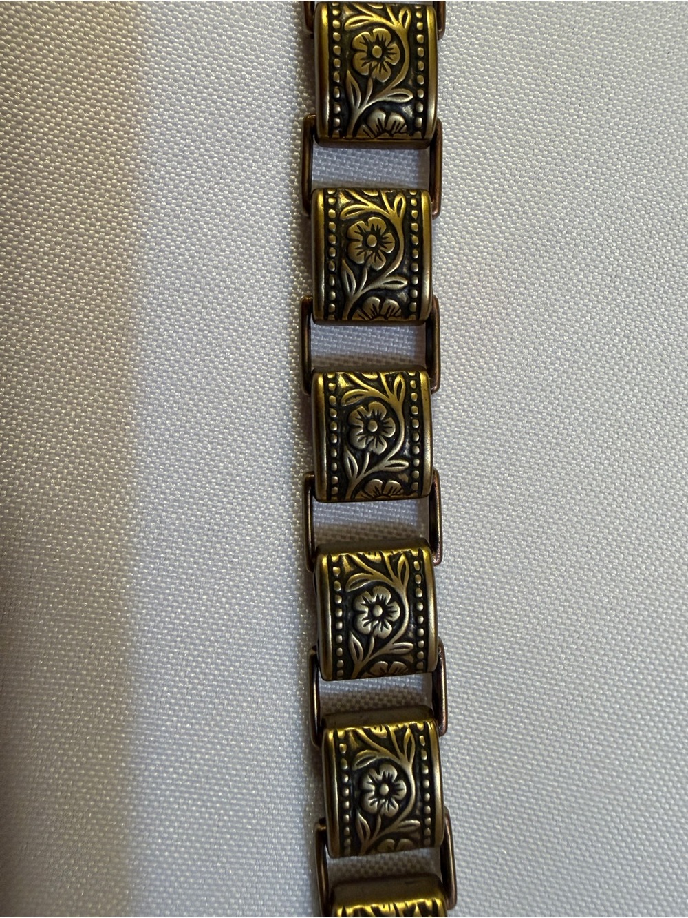 Ornate Floral-Link Belt in Antique Brass